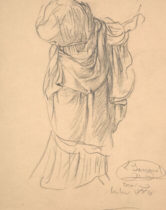 Study of the Virgin’s dress’ drape for ‘Le Rosaire’ (1880)