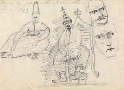 Study of Two Seated Men in Their Traditional Costume