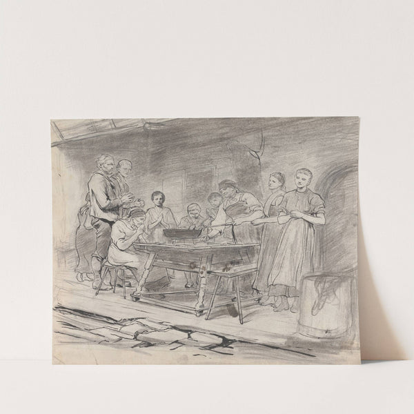Study of Women and Men Saying Grace, Before a Meal by Sir Hubert von Herkomer