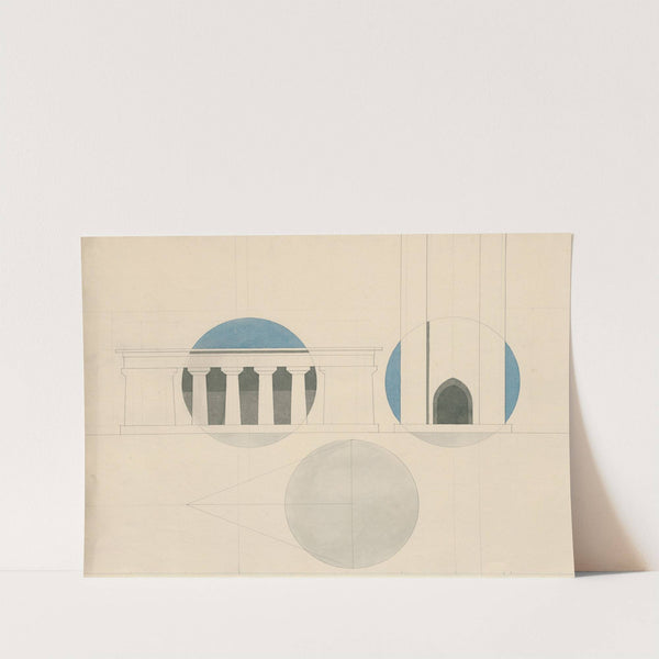 Study on perspective, circle projected on a peristyle and the portal of a church by David Humbert de Superville