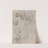 Study sheet with two half-figures and four heads by Caspar Isenmann