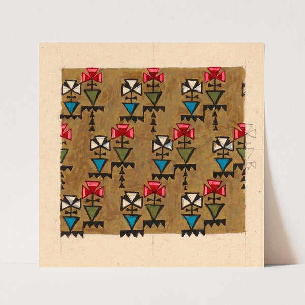 Stylized geometric floral design for printed textile (1800–1818)