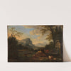 Südliche Gebirgslandschaft mit Hirt und Herde am Brunnen by Johann Franz Ermels