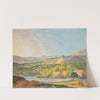 Südliche Landschaft am Meer mit bewaldeten Hügeln und einem Gewässer im Vordergrund by Johann Wolfgang Von Goethe