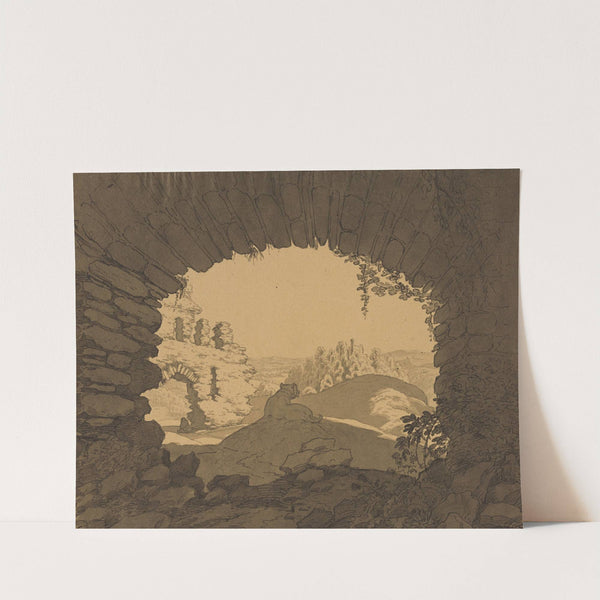 Südliche Landschaft mit Hund by Ferdinand Fellner