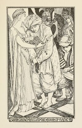 Sumi shows Hassan the Book of Magic (1905)