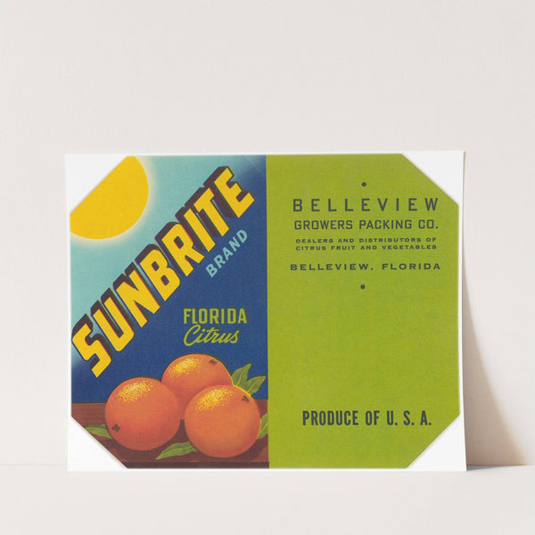 Sunbrite Brand Florida Citrus Label (1930-1950)