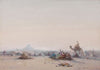 Sunrise in the desert at the gates of a city