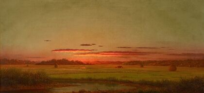 Sunset, Haywagon in the Distance