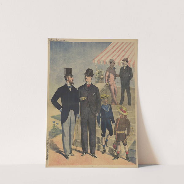 Sur la terrasse note manuscrite mode hommes et enfants (1892) by Imp. Camis