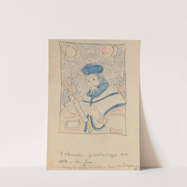 Św. Jan Nepomucen, wg malowidła na szkle z Podhala (1912) by Jan Rembowski