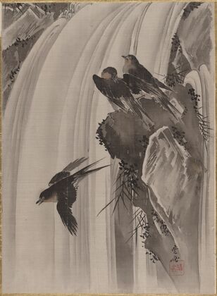 Swallows by a Waterfall (ca. 1887)