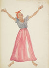 Swing It: Sweat of Your Brow. Grey blouse, pink skirt, orange head scarf (1934-1943)