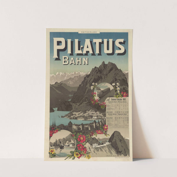 Switzerland. Pilatus Bahn. Sommer-Fahrplan 1892. Alpnach-Stad &#8211; Pilatus-Kulm (1892) by Verlag von Orell Füssli