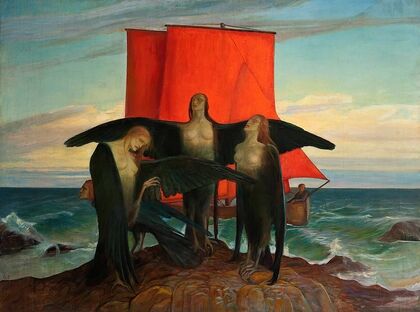Symbolic scene against the sea