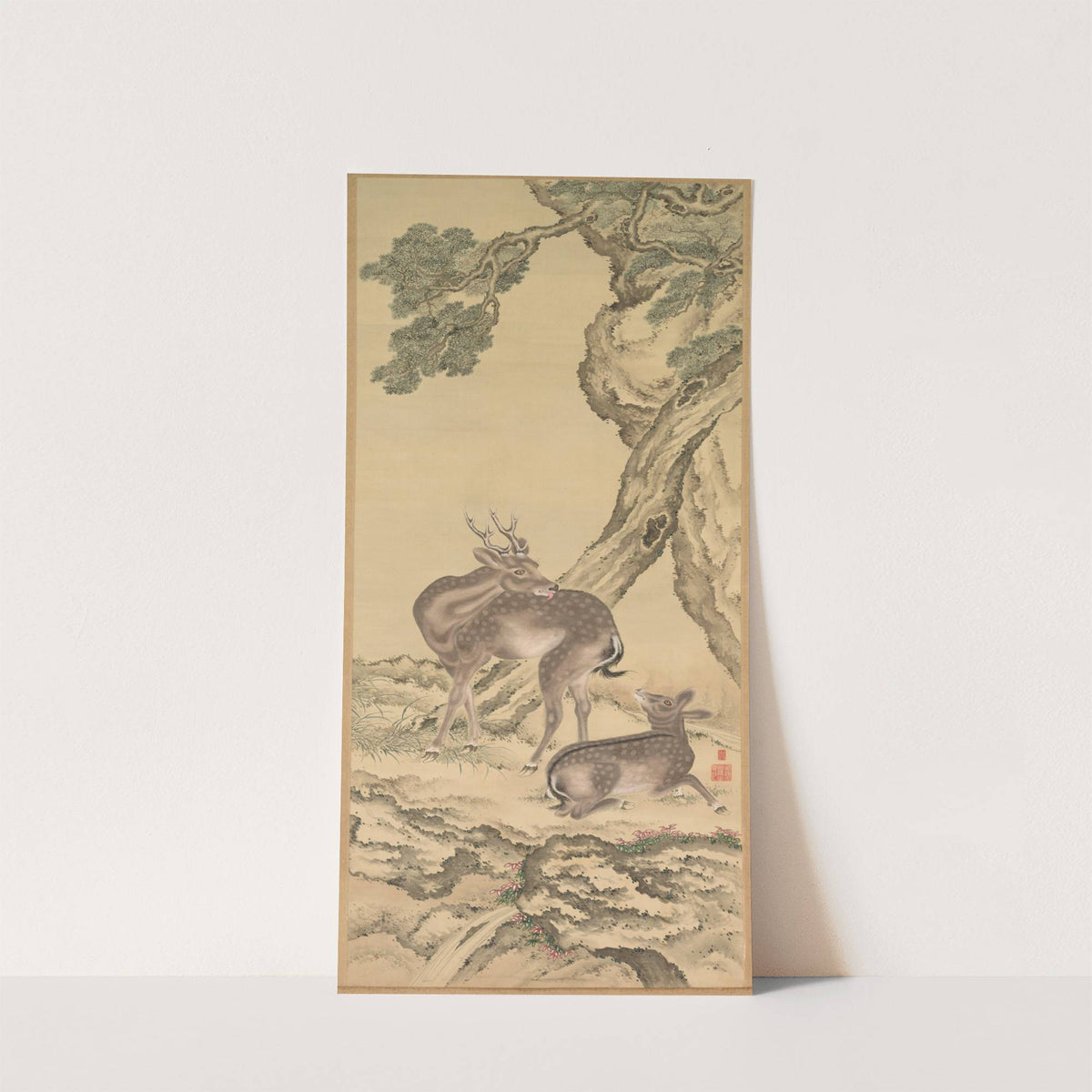 Symbols of Longevity; Deer under Peach and Pine (Peach) (1801) by Toda Tadanaka
