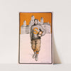 Syracuse football player, full-length, standing, facing front, with Syracuse University behind him by Mae Goodelle Chaffee