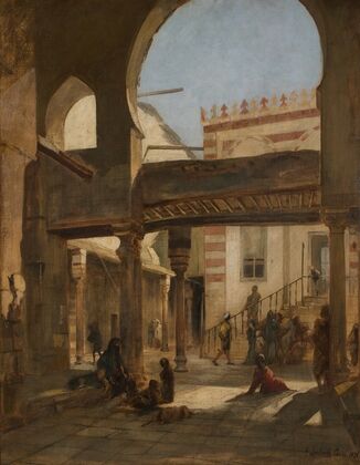 Szene im Kalaun Moscheen Komplex Kairo (1876)