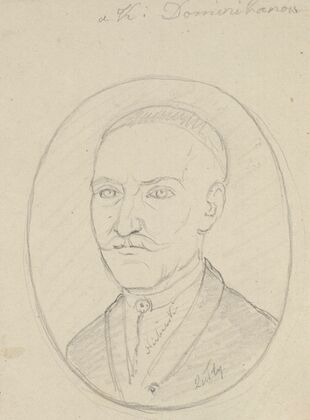 Szkic popiersia Stanisława Rysiewicza (zm. 1779), męża Klary z epitafium z kościoła Dominikanów w Krakowie