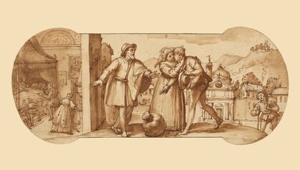 Taddeo Returning Home with the Sack of Stones and in Bed Recovering from His Fever (1595)
