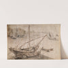 Tartane van de Middellandse Zee in een haven tijdens het verslaan van een lading hout by Bonaventura Peeters the Elder