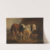 Taureau à robe blanche et noire et vache à robe brune by Jacques-Raymond Brascassat
