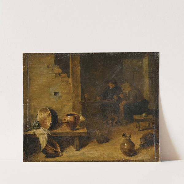 Tavern interior with peasants eating in the background by Circle of David Teniers the Younger