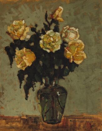 Tea Roses in a Green Vase (1933)