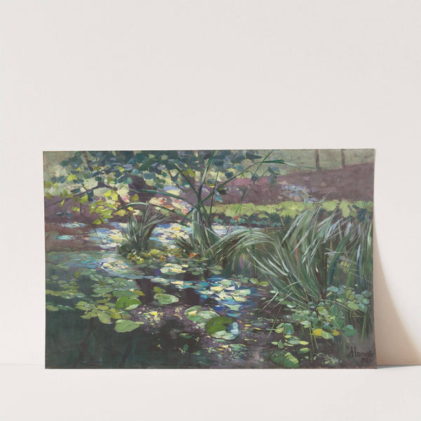 Teich in der Mark mit Seerosen und Schilfhalmen by Karl Hagemeister