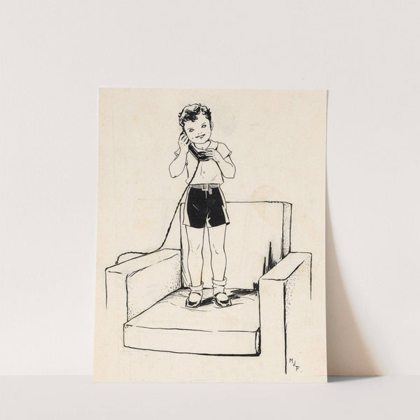Telefonerende jongen by Miep de Feijter