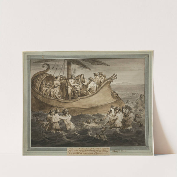 Telemachus and Mentor in a Galley after Fleeing the Island of Calypso, from The Adventures of Telemachus, Book 8 (1808) by Bartolomeo Pinelli