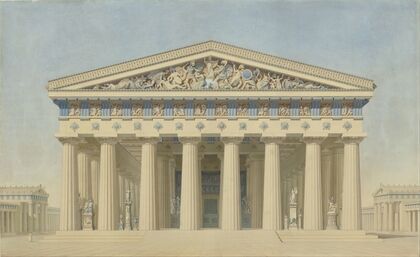 Temple T at Selinunte (Sicily), reconstructed elevation of the main facade
