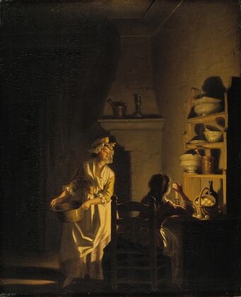 Testing Eggs. Interior of a Kitchen
