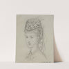 Tête de femme avec petit chapeau à volants et à rubans (1867-1877) by Anaïs Colin-Toudouze