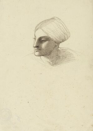 Tête de femme de trois quarts à gauche