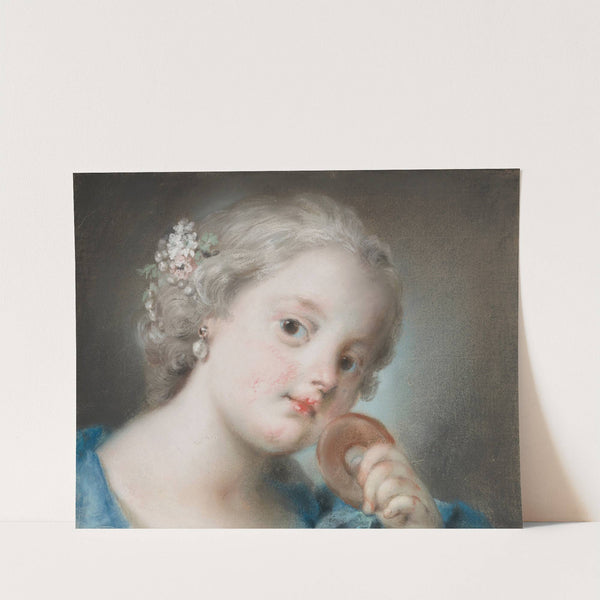Tête de jeune fille à la perle, des fleurs dans les cheveux by Rosalba Carriera