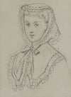 Tête féminine avec coiffe et fichu de dentelle (1866-1867)