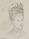 Tête féminine de profil avec coiffe de rubans (1873)
