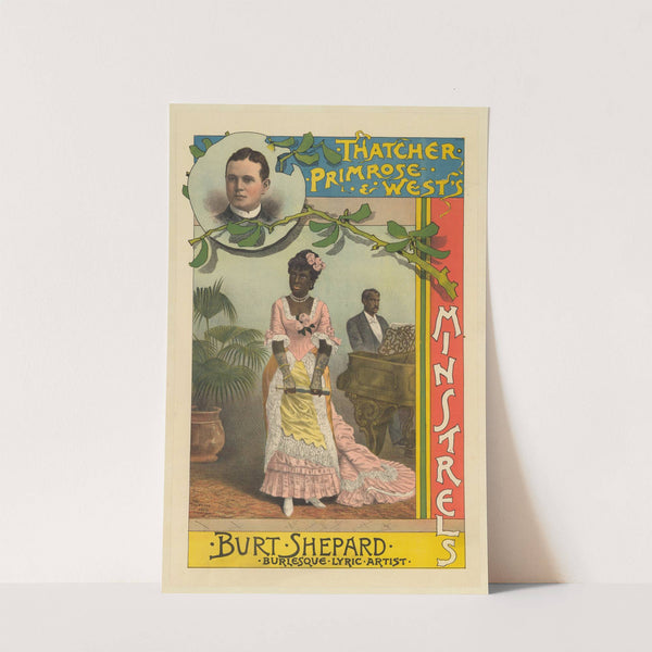 Thatcher Primrose and West’s Minstrels. Burt Shepard, burlesque lyric artist (1885) by Strobridge & Co. Lith.