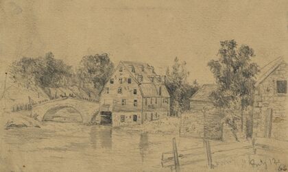 The 6th Corps (Genl. Sedgwick) crossing the bridge at Funkstown (Antietam Creek) in pursuit of Genl. Lee’s forces after Gettysburg