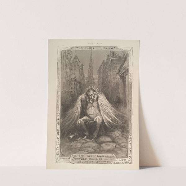 The age of Ghoulishness. Street barricade against honest business (1890) by Thomas Nast