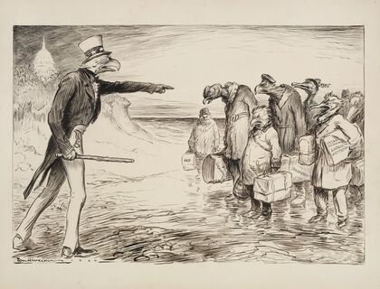The American eagle turns away several would-be immigrants from the United States (1921) — size preview