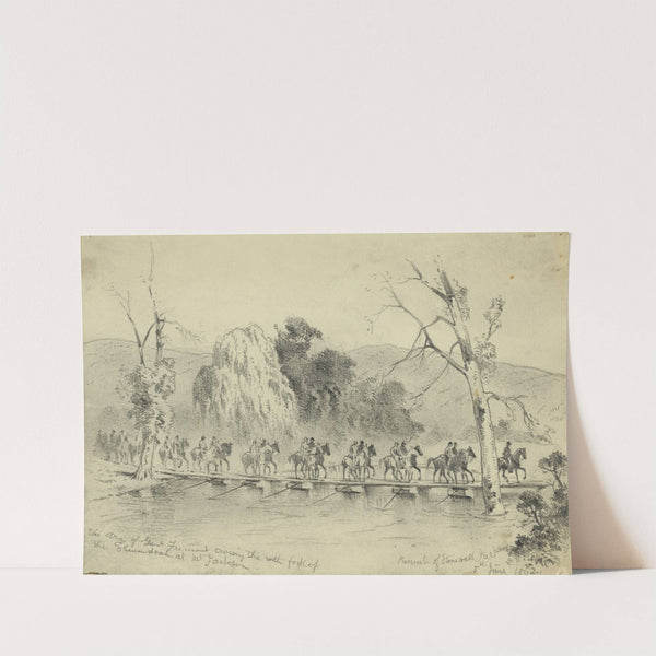 The army of General Fremont crossing the north fork of the Shenandoah at Mt. Jackson-Pursuit of Stonewall Jackson by Edwin Forbes