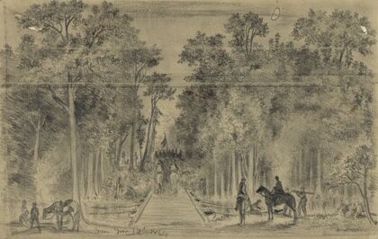 The Army of the Potomac crossing the Chicahominy at Long Bridge