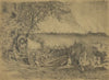 The Army of the Potomac crossing the Rappahannock River on a pontoon bridge at night, near Rappahannock Station