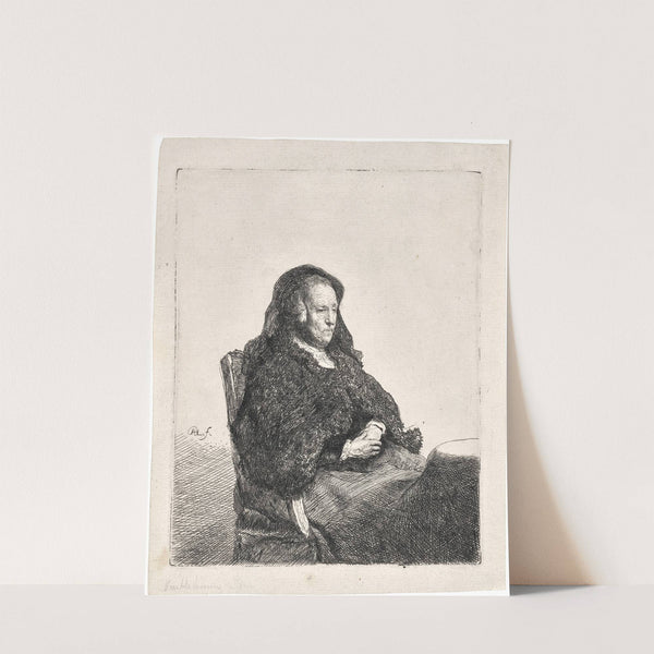 The Artist&#039;s Mother seated at a Table, looking right by Rembrandt van Rijn