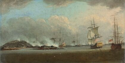 The attack on the island of Gorée, off the coast of Senegal, on 29 December 1758 under the command of Commodore The Honourable Augustus Keppel — size preview