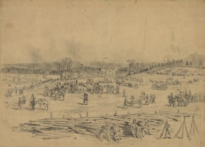 The battle of Spottsylvania–View of the field from the center of the position