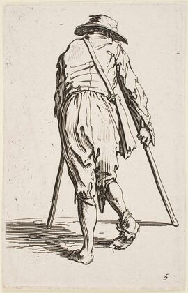 The Beggar on Crutches Wearing a Hat and Seen from behind (1622)