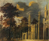 The beheading of a Saint in front of a cathedral